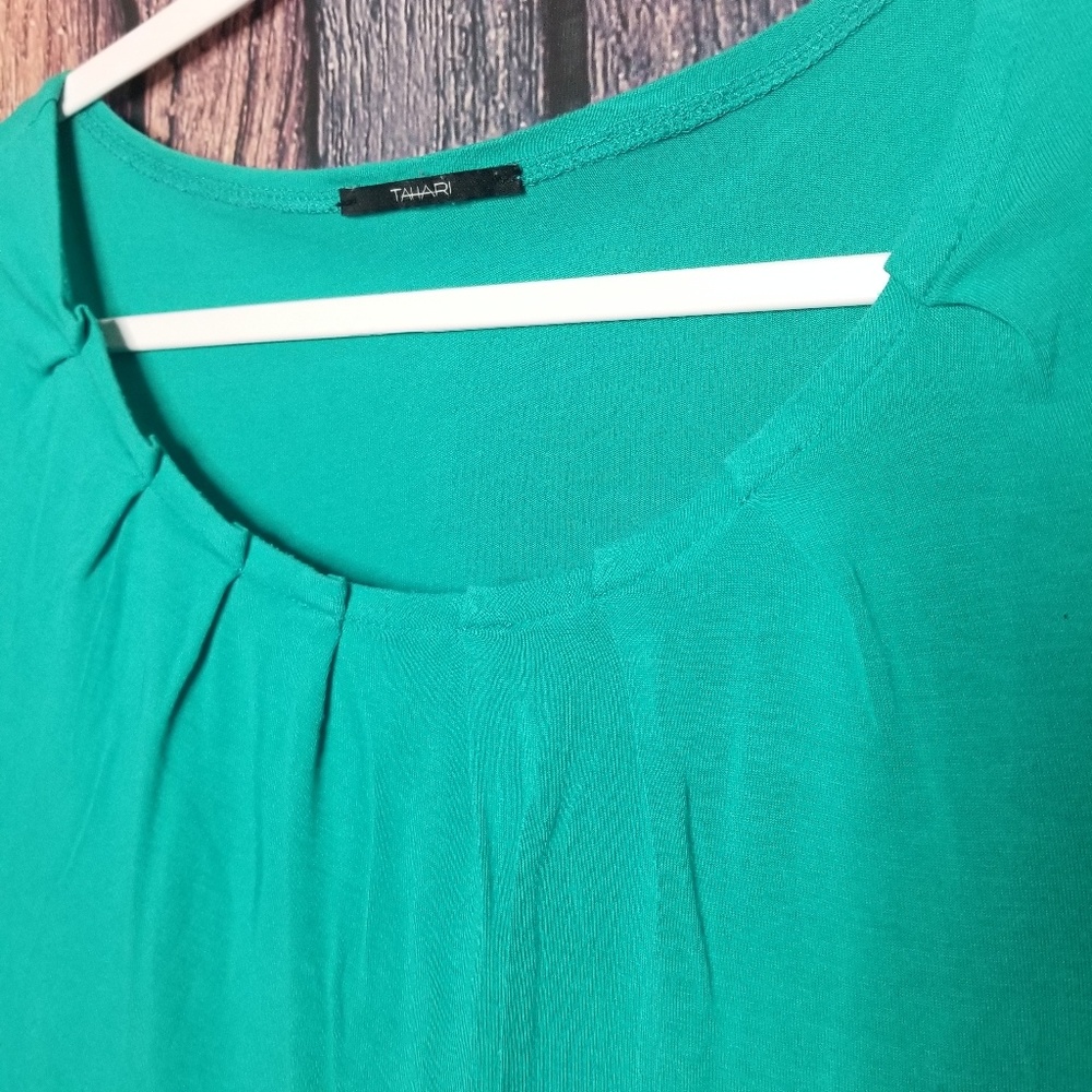 Teal Box Pleat Neckline Top